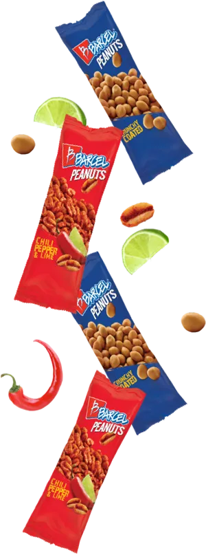 Assorted Flavored Peanuts Packages PNG Image