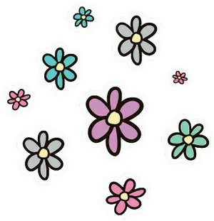 Assorted Floral Stickers Graphic PNG Image