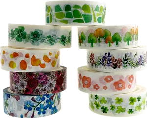 Assorted Floral Washi Tapes PNG Image