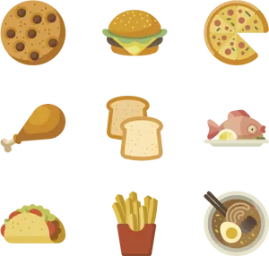 Assorted Food Icons Set PNG Image