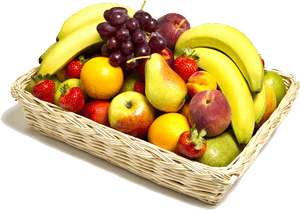 Assorted Fresh Fruit Basket PNG image with transparent background