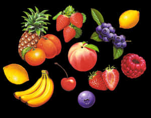 Assorted Fresh Fruit Collection PNG image with transparent background