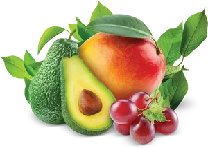 Assorted Fresh Fruits Black Background PNG Image