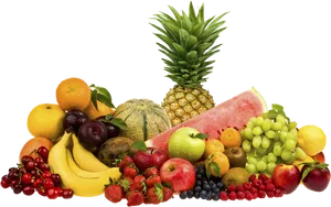 Assorted Fresh Fruits Display PNG Image