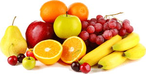 Assorted Fresh Fruits Display PNG image with transparent background
