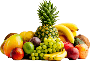 Assorted Fresh Fruits Display PNG image with transparent background