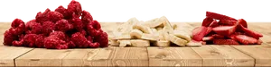 Assorted Fresh Fruits Wooden Tabletop PNG Image