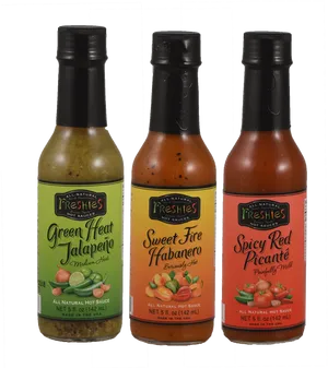 Assorted Freshies Hot Sauce Bottles PNG Image