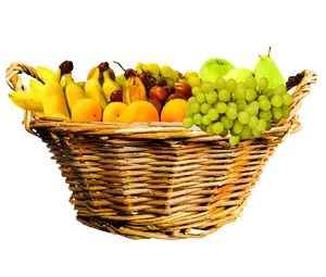 Assorted Fruit Basket Black Background PNG Image