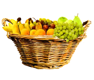 Assorted Fruit Basket Black Background PNG Image