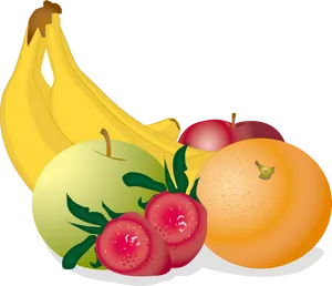 Assorted Fruit Selection Illustration PNG Image
