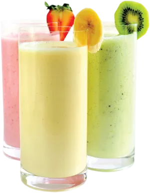 Assorted Fruit Smoothies PNG Image