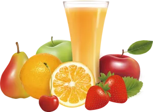 Assorted Fruitand Juice Graphic PNG Image