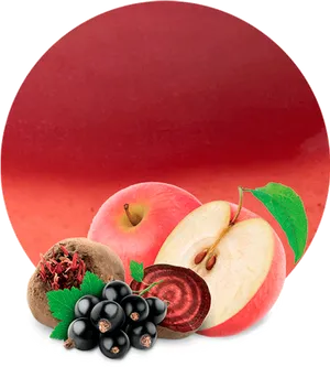 Assorted Fruits Blackcurrant Beetroot Apple PNG Image