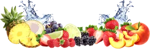 Assorted Fruits Splash Banner PNG Image