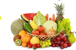 Assorted Fruitsand Vegetables Display PNG Image