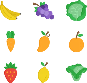 Assorted Fruitsand Vegetables Icons PNG Image