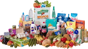 Assorted Grocery Items Collection PNG Image