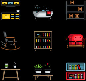Assorted Home Furniture Icons PNG image with transparent background