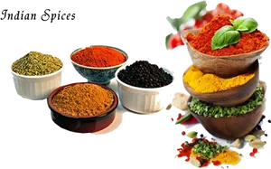 Assorted Indian Spices PNG Image