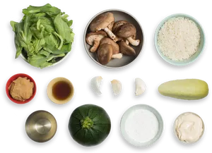 Assorted Ingredients Preparation PNG Image