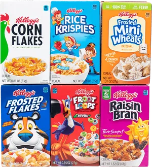 Assorted Kelloggs Cereal Boxes PNG Image