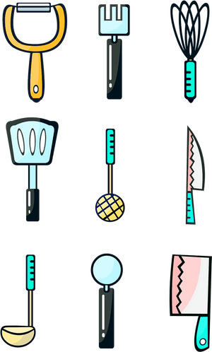 Living Supplies Hand Painted Cartoon Kitchen Utensils - Clipart Kitchen Utensils Cartoon, HD Png Download PNG with transparent background