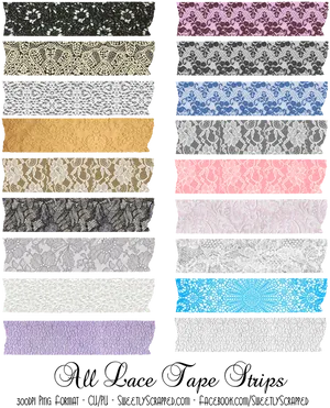 Assorted Lace Washi Tape Designs PNG Image