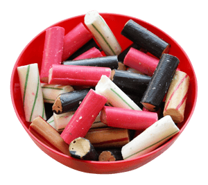 Assorted Licorice Candy Bowl PNG image with transparent background