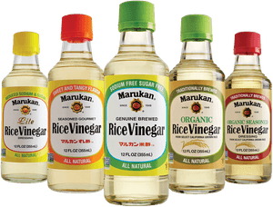 Assorted Marukan Rice Vinegar Bottles PNG with transparent background