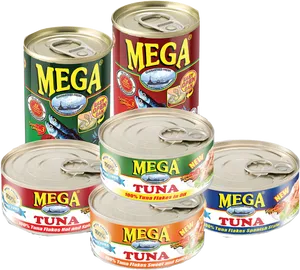 Assorted Mega Tuna Cans PNG Image