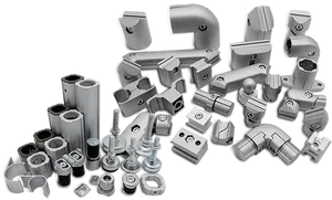 Assorted Metal Pipe Connectorsand Fittings PNG Image