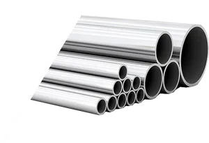 Assorted Metal Pipes Stacked PNG Image