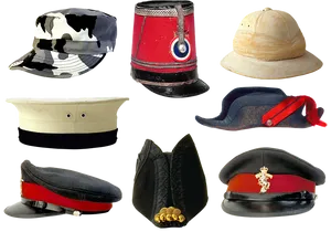 Assorted_ Military_ Headgear_ Collection PNG Image