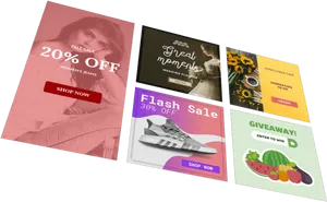 Assorted Online Advertisement Banners PNG Image