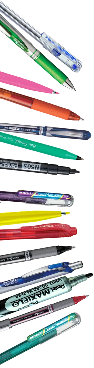 Assorted Pens Vertical Display PNG Image