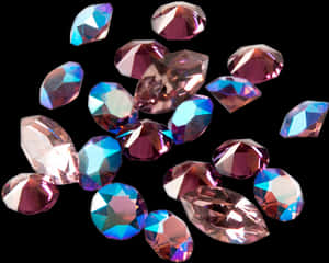 Assorted Pink Crystals Black Background PNG image with transparent background