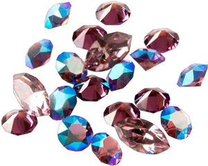 Assorted Pink Crystals Black Background PNG Image