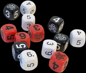 Assorted Pirate Themed Dice PNG image with transparent background