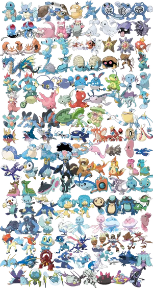 Assorted Pokemon Characters Collage PNG Image