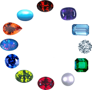 Assorted Precious Gemstones PNG