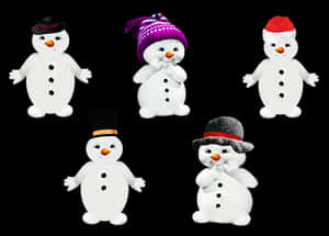 Assorted Snowmen Characters PNG image with transparent background