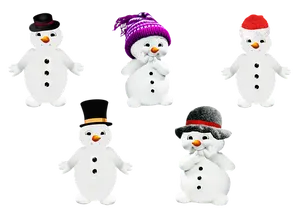 Assorted Snowmen Characters PNG Image