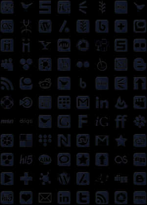Assorted Social Media Icons Dark Background PNG
