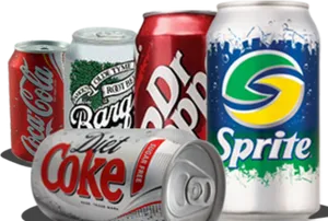 Assorted Soft Drink Cans PNG Image