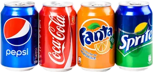 Assorted Soft Drink Cans Lineup PNG Image