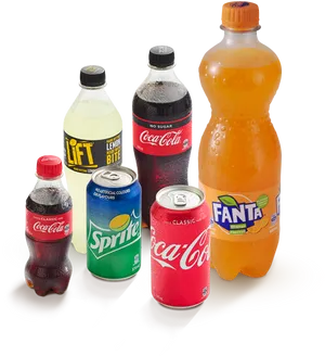 Assorted Soft Drinks Collection PNG Image