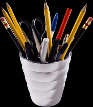 Assorted Stationeryin Holder PNG image with transparent background