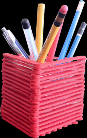 Assorted Stationeryin Pink Holder PNG image with transparent background