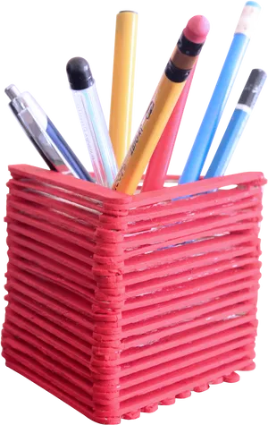 Assorted Stationeryin Pink Holder PNG Image